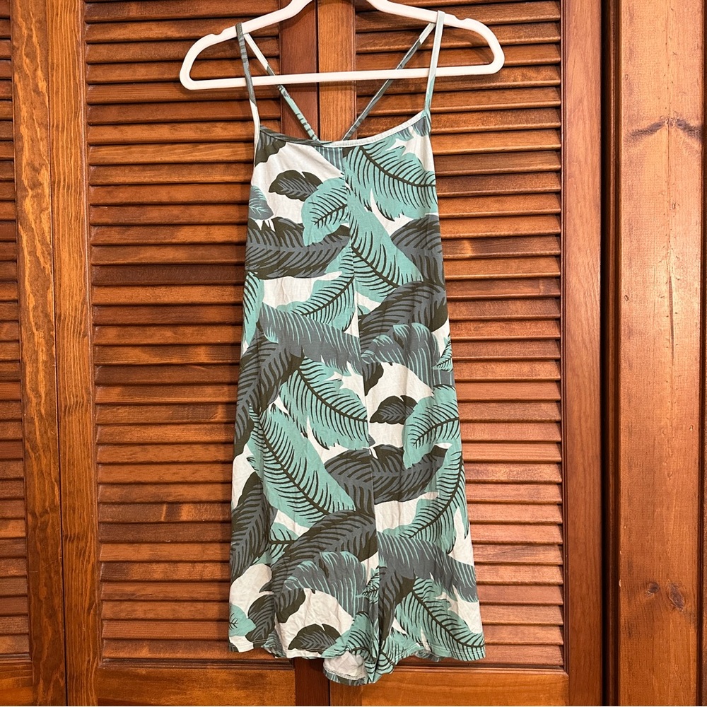NWT Old Navy Sunday Sleep Romper lounge pajamas, green palm leaf, M